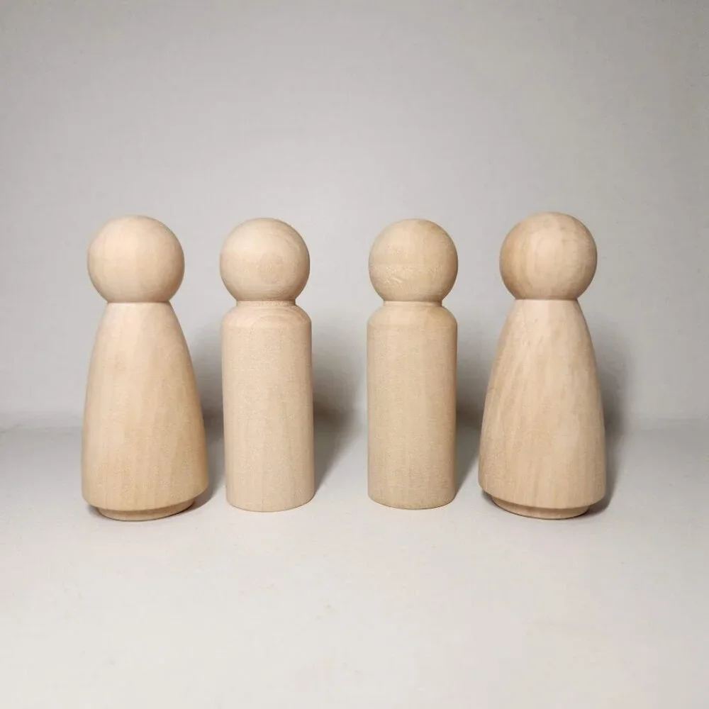 LARGE 4 Peg Dolls Craft Supplies 3.5